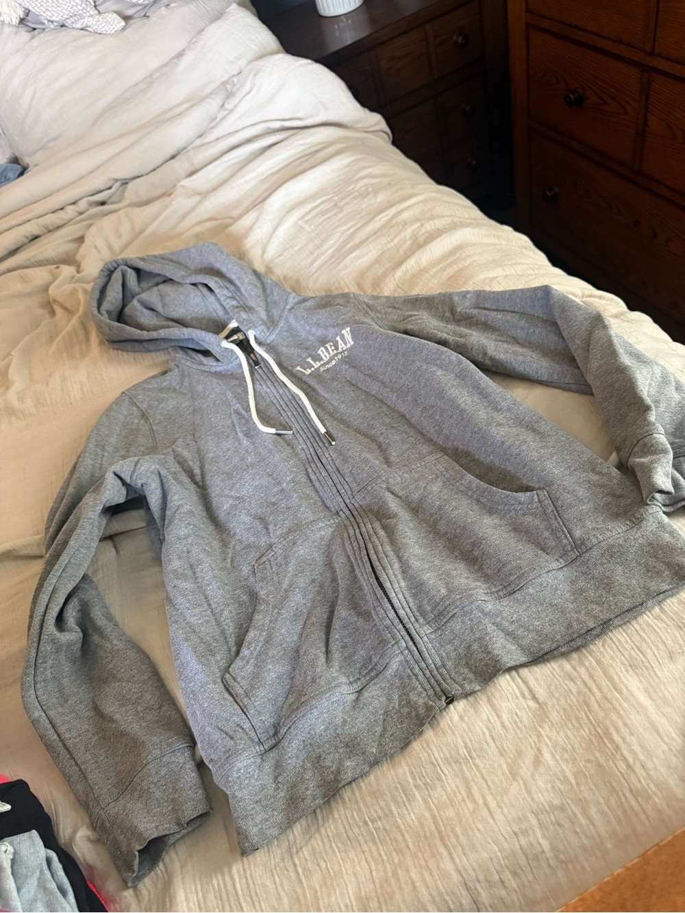 L.L. Bean Heather Gray Full-Zip Hooded Sweatshirt